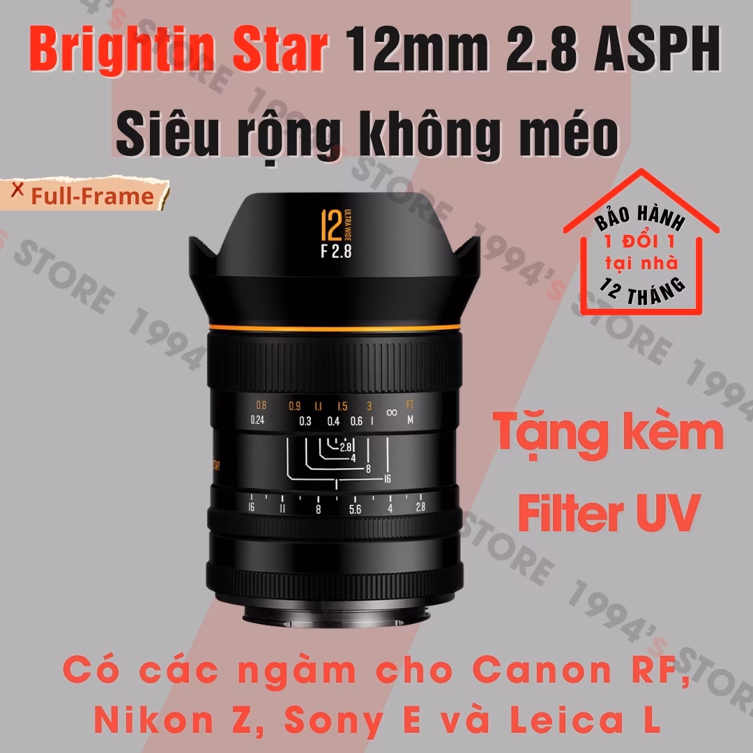 Brightin Star 12mm F2.8 ASPH – Lens siêu rộng không méo for Full-Frame
