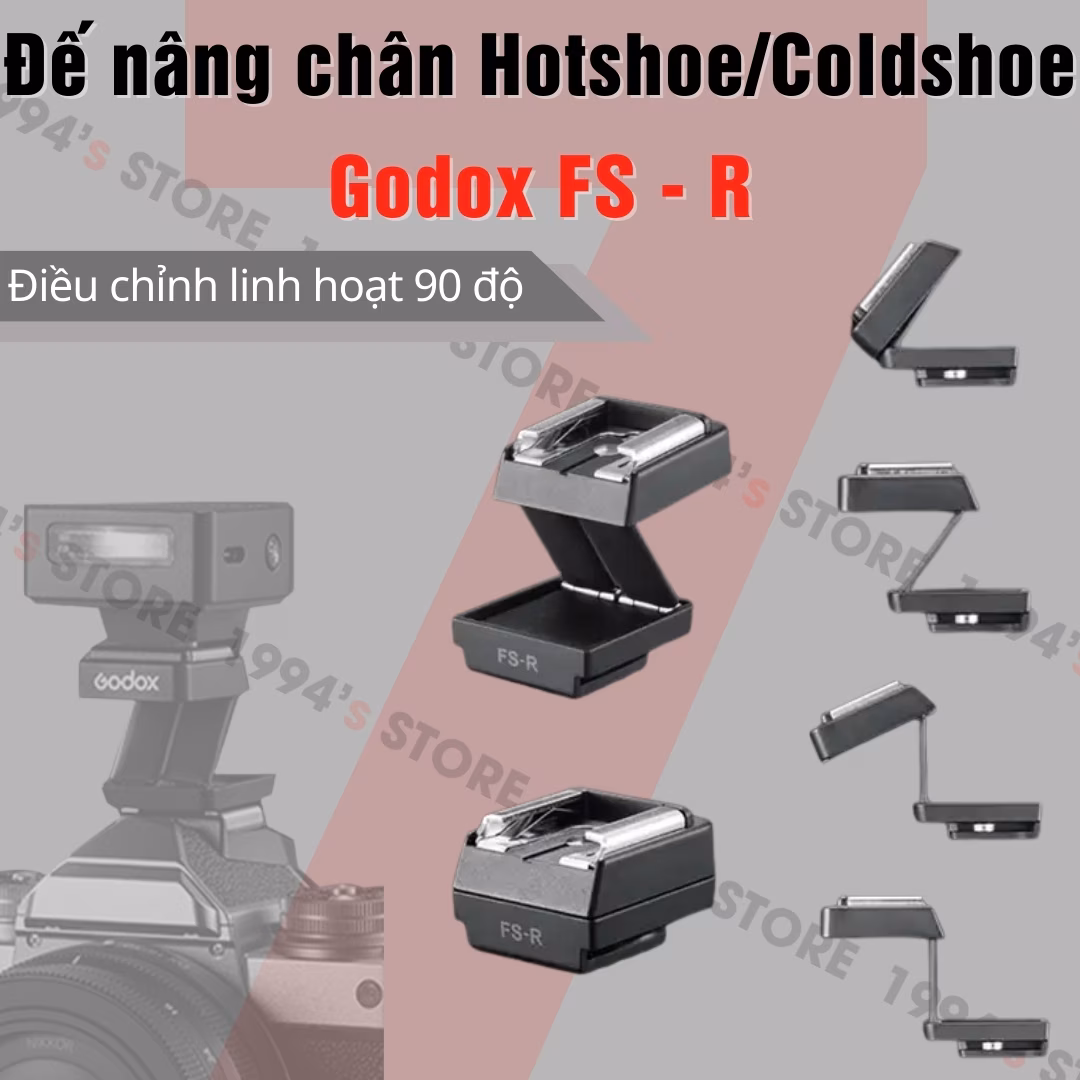 Godox FS-R Hotshoe Riser – Đế nâng chân điều chỉnh linh hoạt 90 độ dùng cho các đèn Flash Godox, Ulanzi, Medalight
