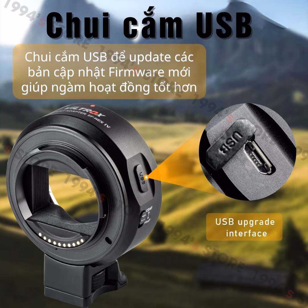 Ngàm chuyển Viltrox EF-NEX IV – Best adapter for Sony E-mount – Dùng lens Canon EF/EFs gắn trên body Sony