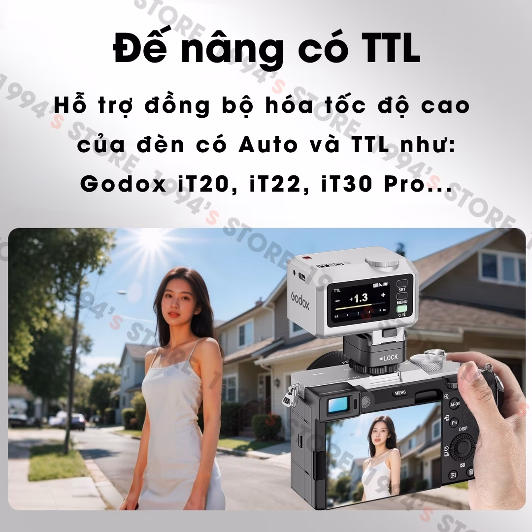 Đế nâng chân Hotshoe/Coldshoe TTL dùng cho đèn Flash có Auto TTL – Dùng cho Godox iT20, iT22, iT30 Pro,…