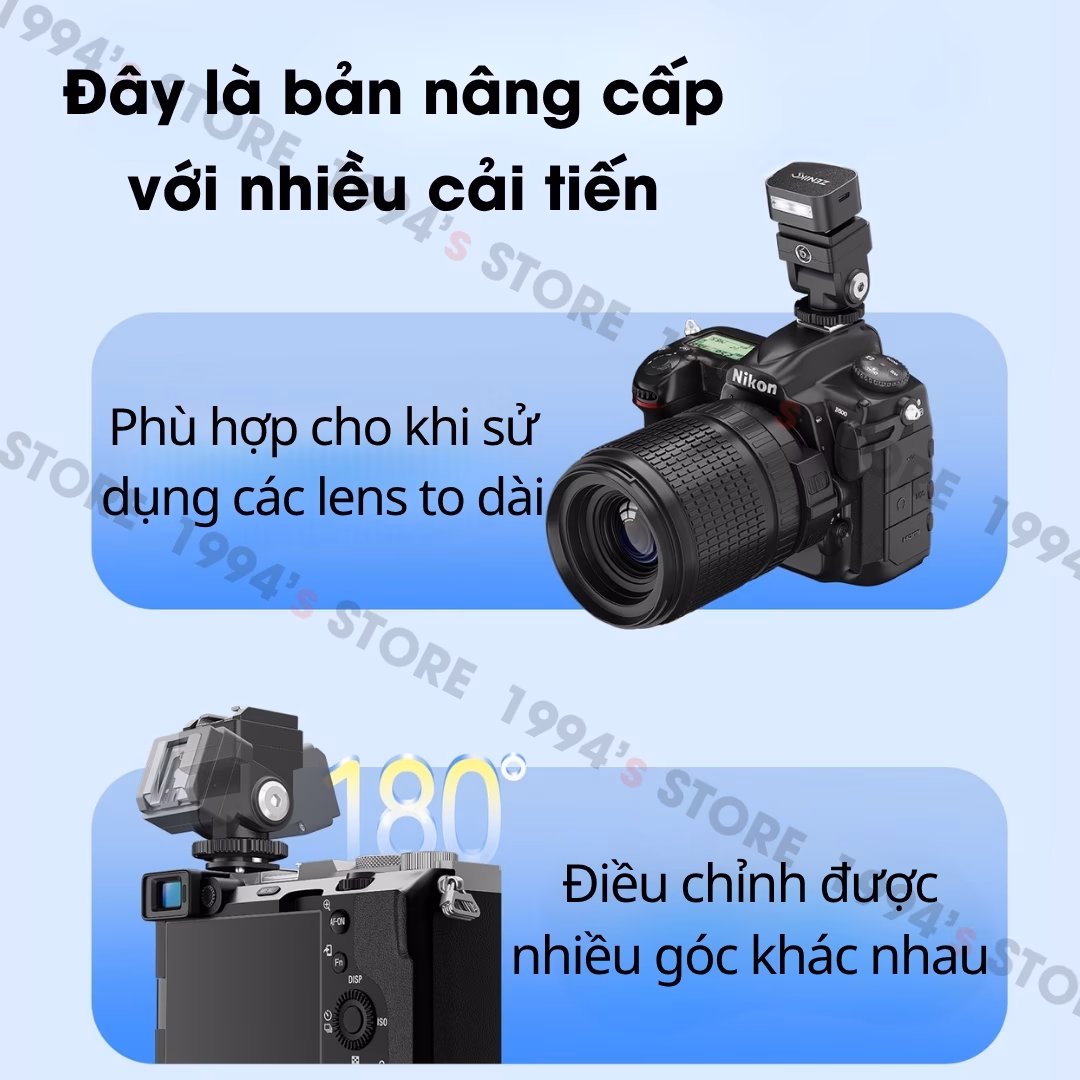 Đế nâng chân Hotshoe/Coldshoe có thể điều chỉnh góc linh hoạt 180 độ dùng cho các đèn Flash Godox, Ulanzi, Medalight….