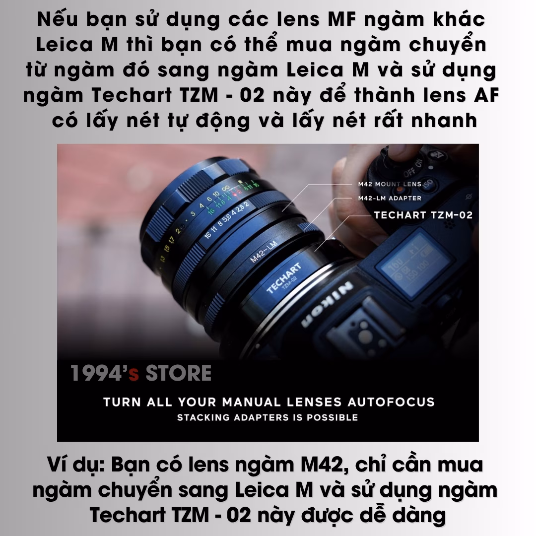 Ngàm chuyển Techart TZM-02 – Biến lens MF thành lens AF – Dùng cho máy ảnh Nikon Z sử dụng các ống kính ngàm Leica M