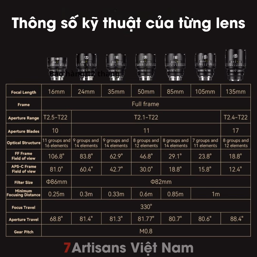 7Artisans 85mm T2.1 – Cine Lens Infinte Vision for Full-Frame – Có tặng thêm ngàm