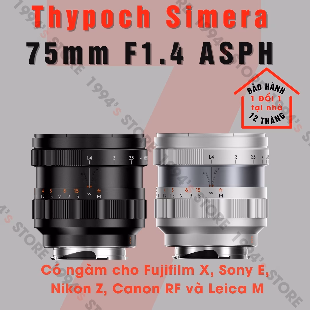 Thypoch Simera 75mm F1.4 ASPH Full-Frame – Có màu Black & Silver