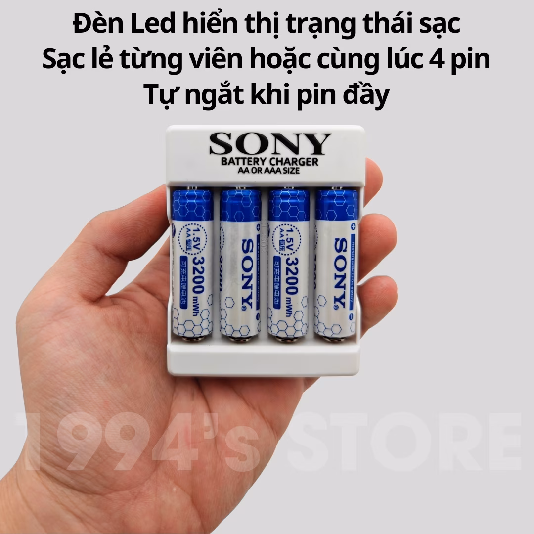 Combo bộ sạc Sony + pin đũa AAA 3A hoặc pin tiểu AA 2A Sony 1.5v