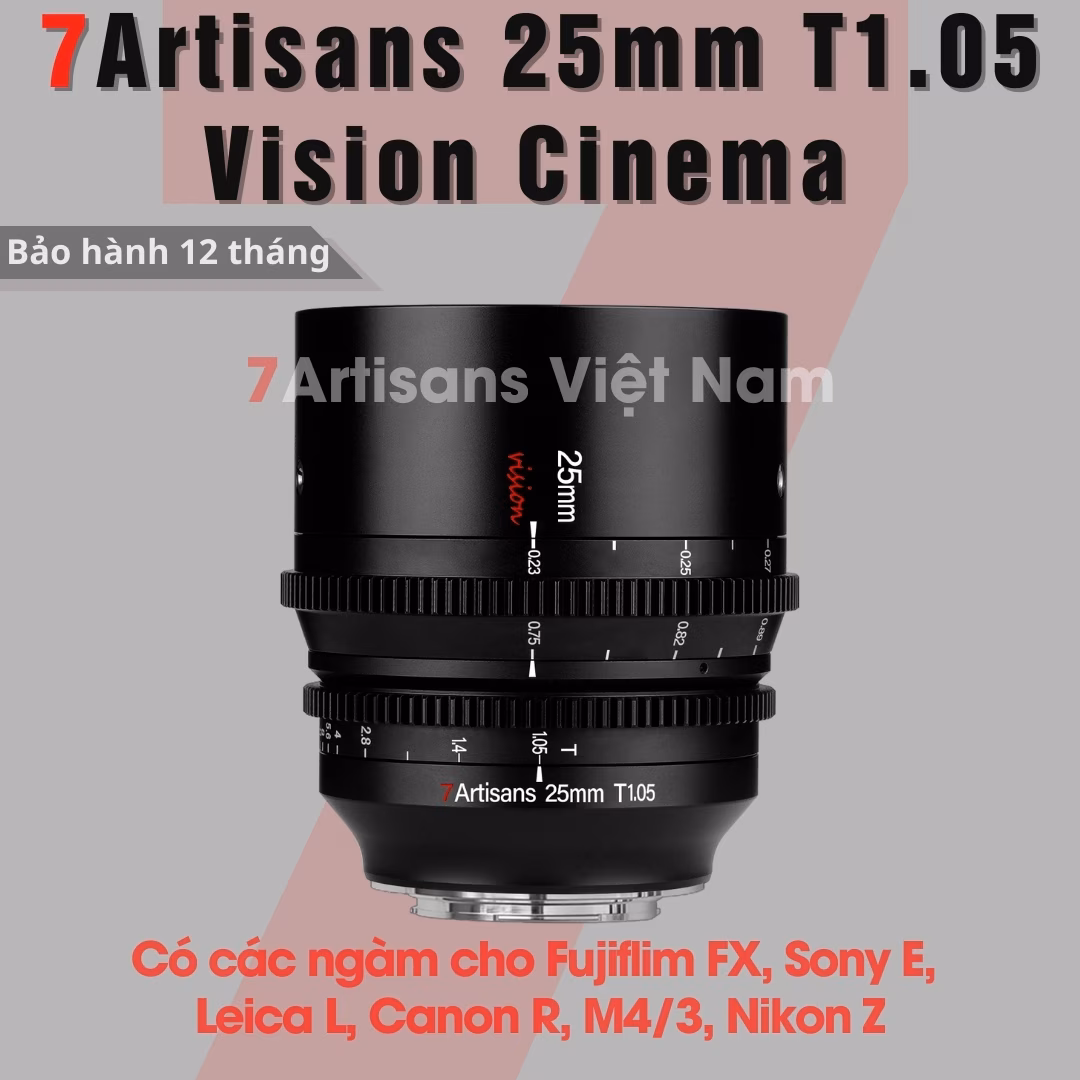Bộ 4 lens Cine Vision 7Artisans 12mm T2.9 25mm T1.05 35mm T1.05 50mm T1.05