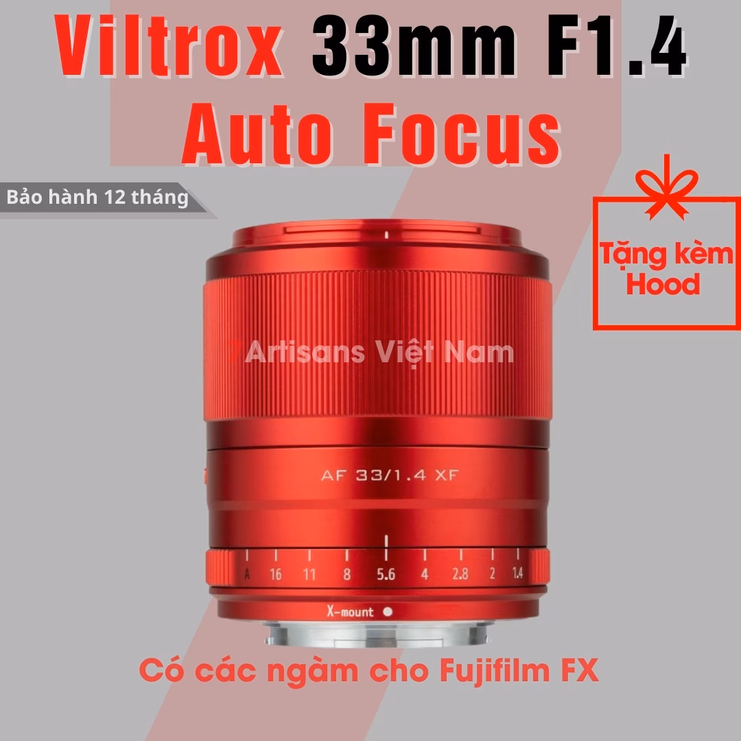 Viltrox 33mm F1.4  Auto Focus Red Limited Edition (Màu Đỏ) – Lens góc rộng đa dụng lấy nét tự động cho Fujifilm