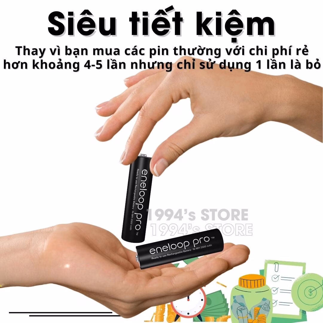 Pin sạc AA/AAA Panasonic Eneloop Pro 2550mAh 950mAh – tái sử dụng 500 lần