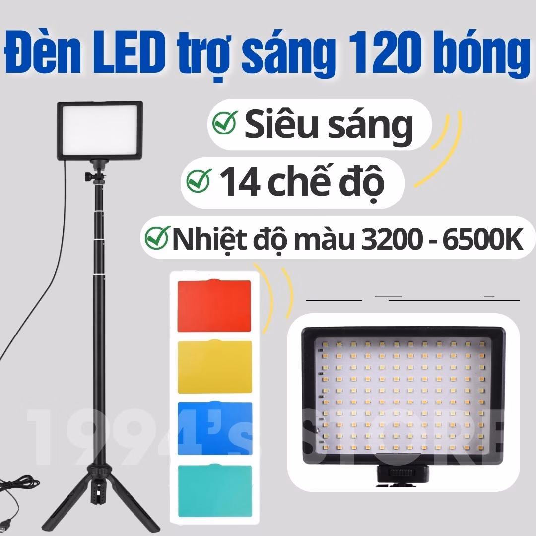 Đèn trợ sáng 120 LED kèm 5 Filter màu hỗ trợ quay live stream Tik Tok, Facebook, quay chụp sản phẩm, bán hàng online