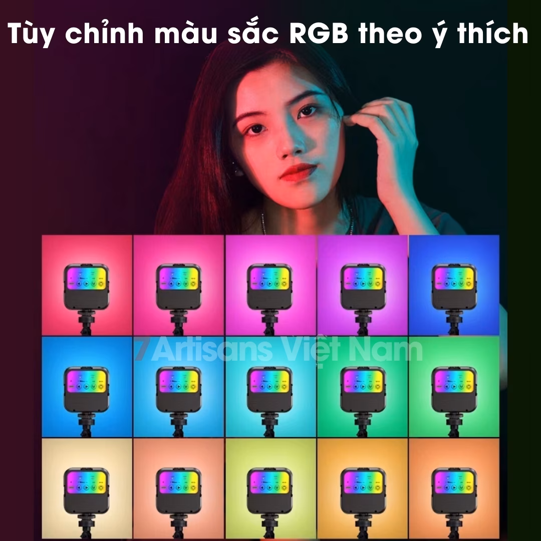Đèn led hỗ trợ quay phim chụp ảnh W70 70 Led RGB – Pin sạc – Type C – Nhiều hiệu ứng màu sắc cho máy ảnh, điện thoại….