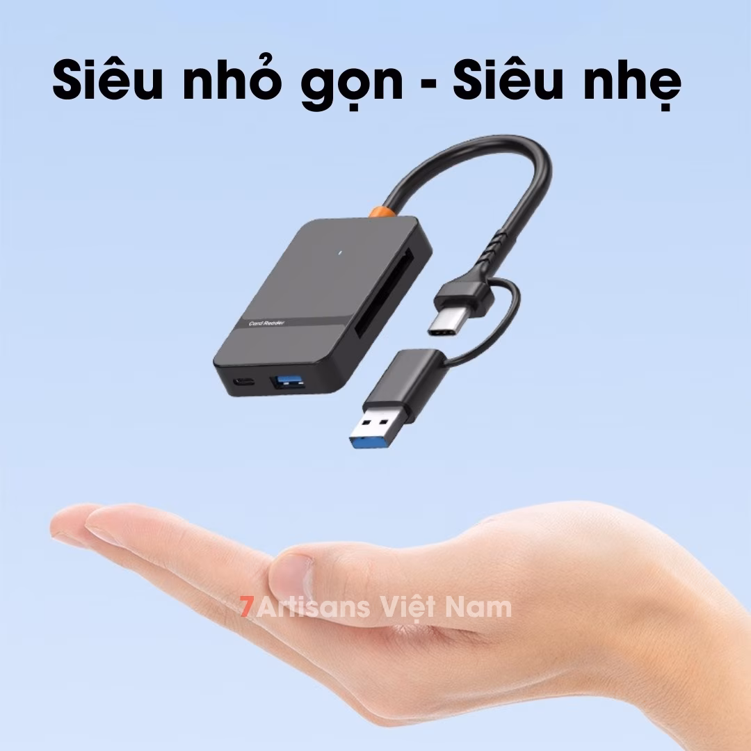 Đầu đọc thẻ nhớ USB 3.0 Type C 8 in 1 tốc độ cao 2 cổng Type C & USB