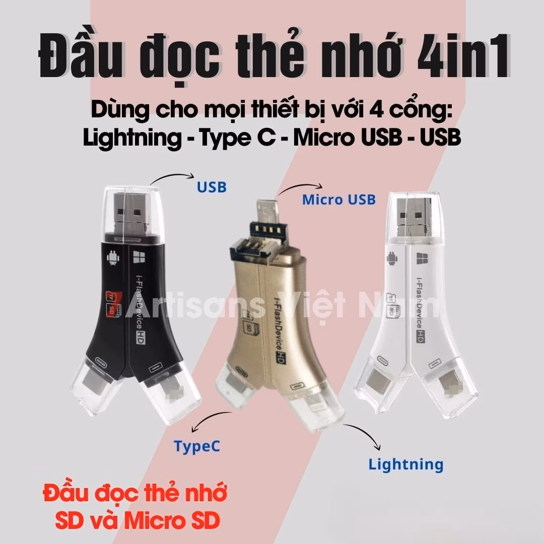 Đầu đọc thẻ nhớ SD/Micro SD đa năng cho mọi loại điện thoại & laptop