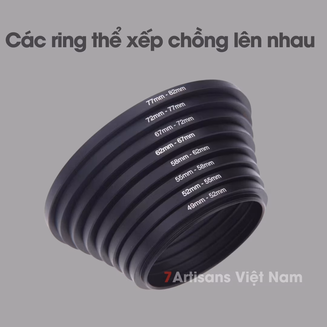 Step up ring – Vòng chuyển size Filter của ống kính -Từ 37mm – 82mm