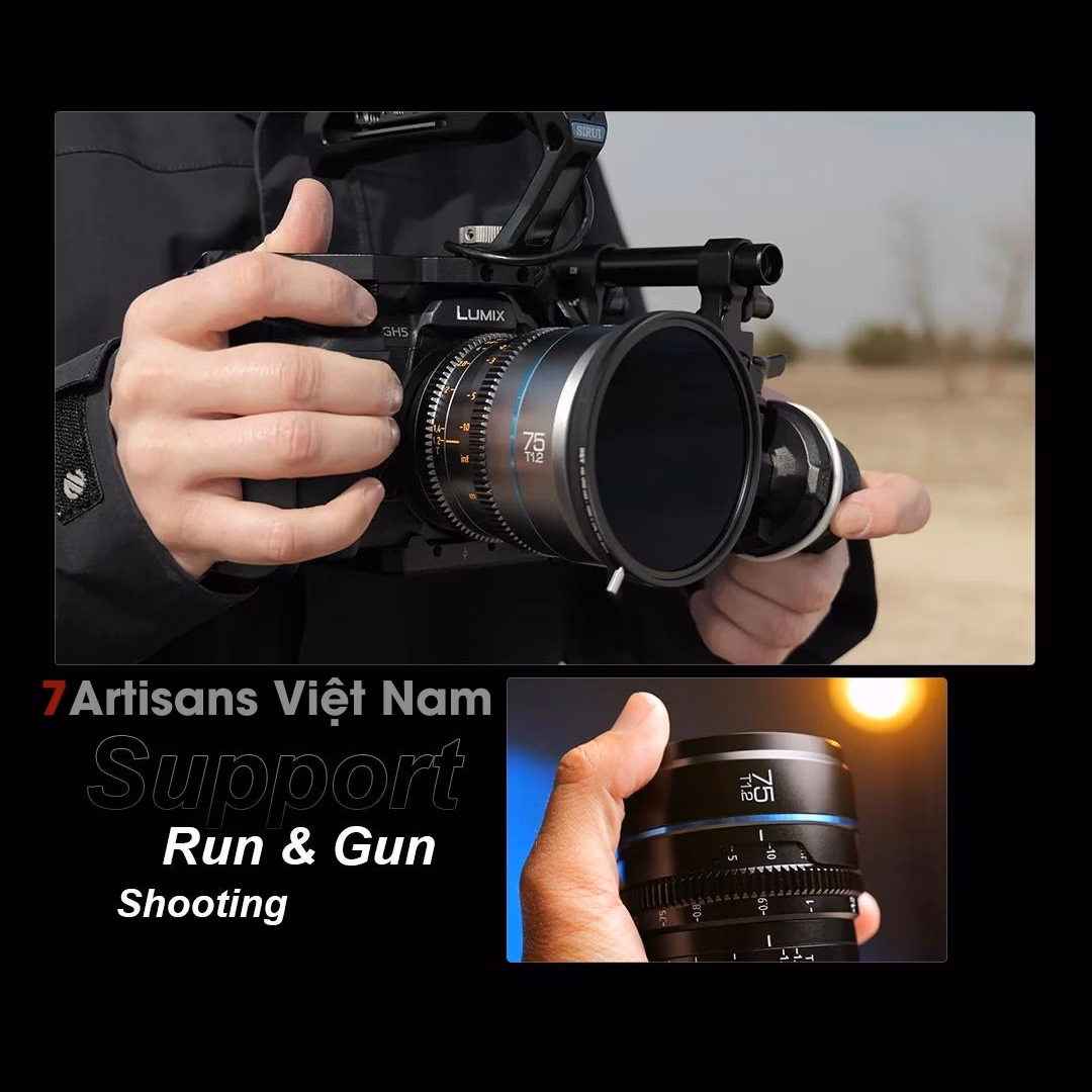 Set 2 lens SIRUI Night Walker T1.2 Super35 Cine 16mm và 75mm