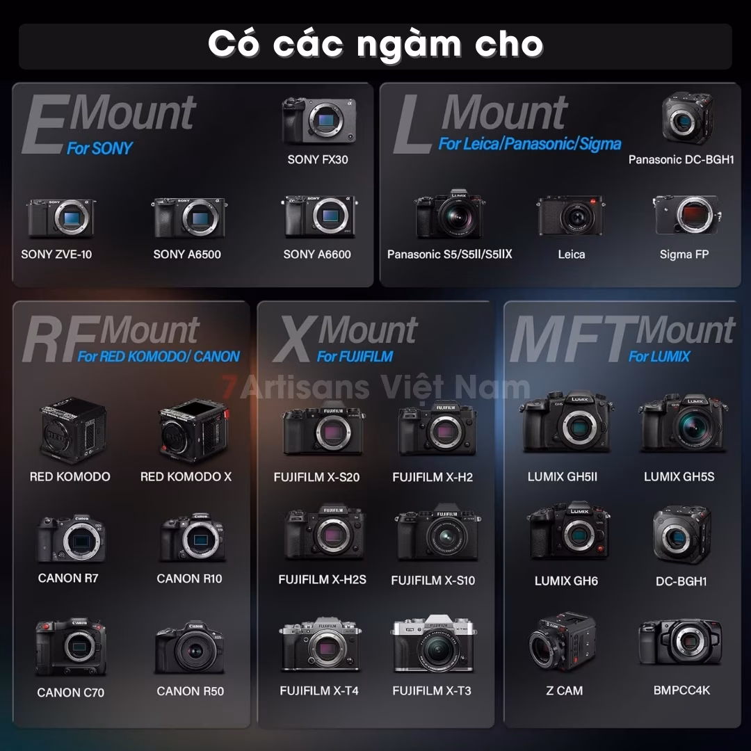 Set 2 lens SIRUI Night Walker T1.2 Super35 Cine 16mm và 75mm
