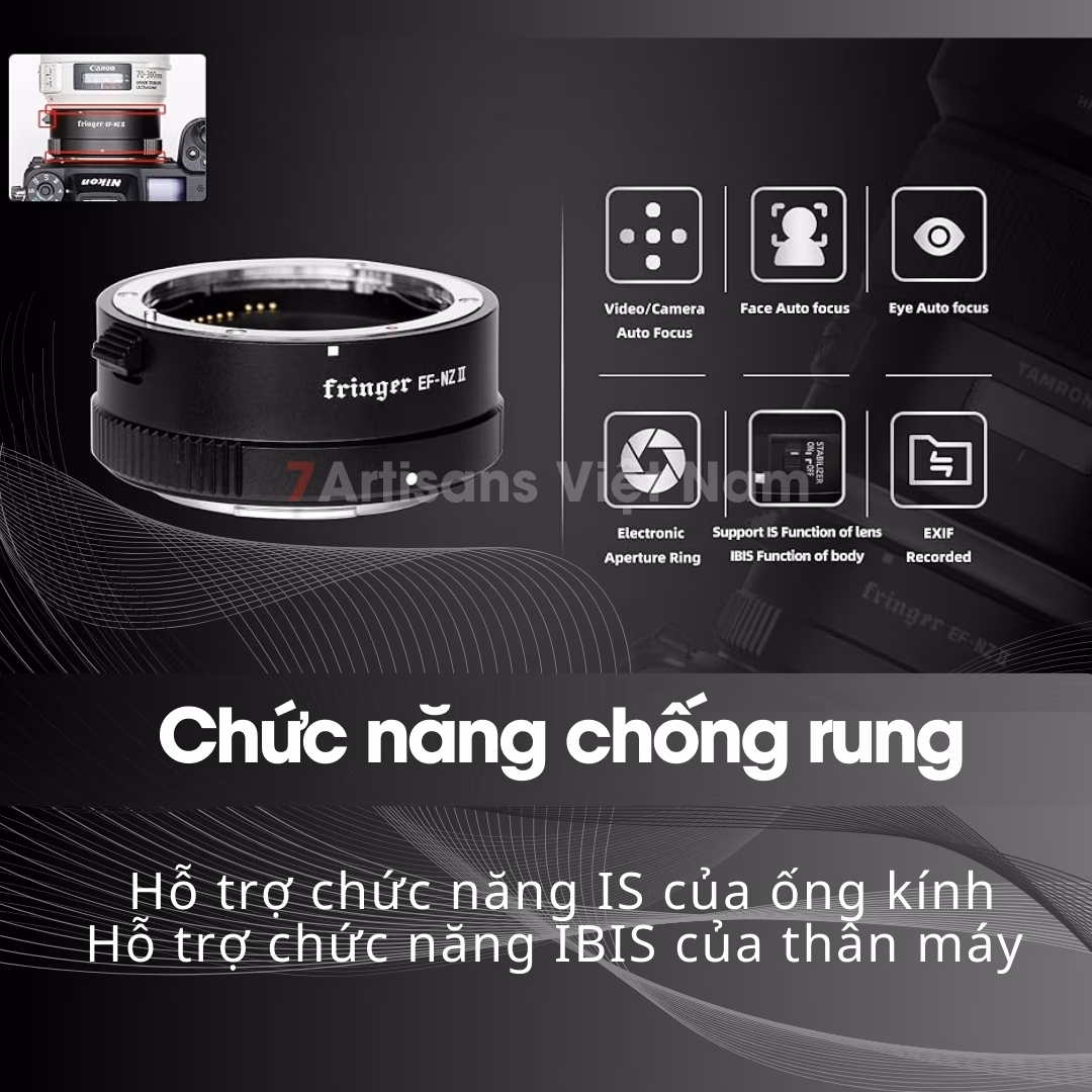 Ngàm chuyển Auto Focus siêu nhanh Fringer EF-NZ II (FR-NZ2) – Lens Canon EF/EFs gắn máy Nikon Z
