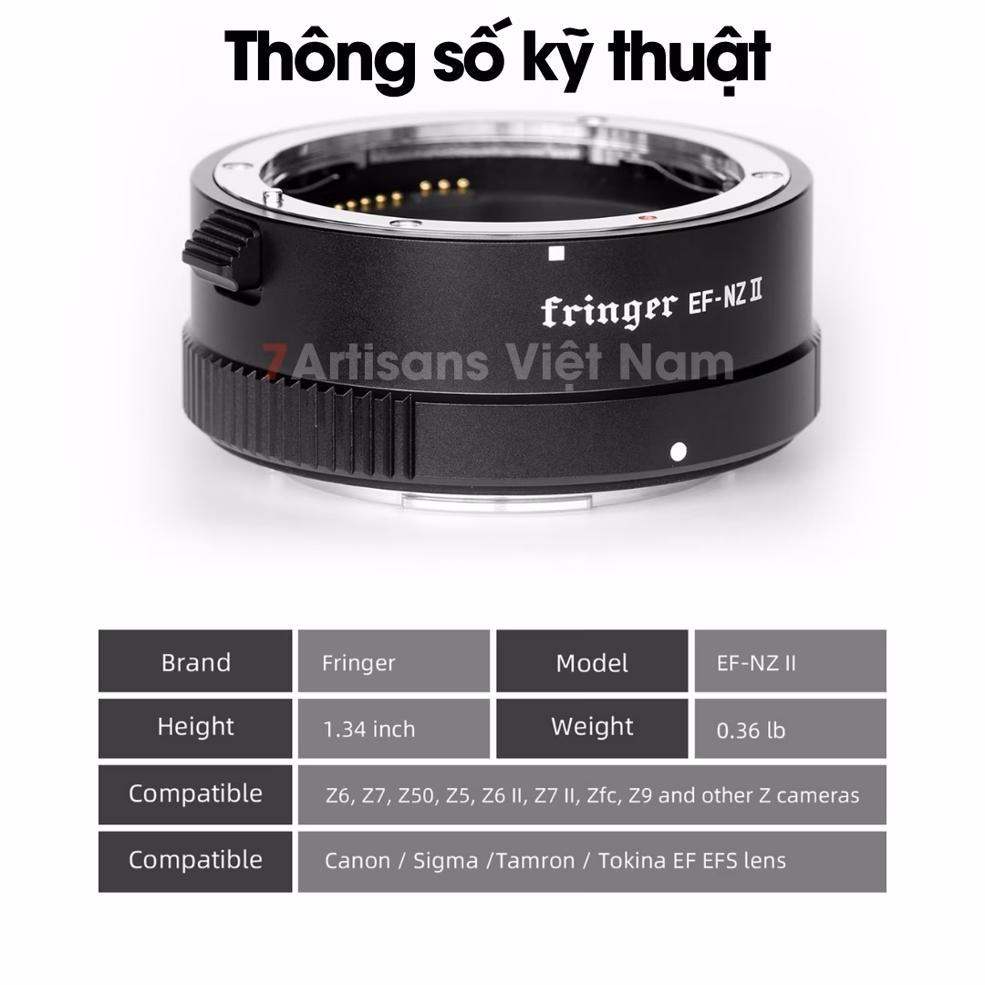 Ngàm chuyển Auto Focus siêu nhanh Fringer EF-NZ II (FR-NZ2) – Lens Canon EF/EFs gắn máy Nikon Z