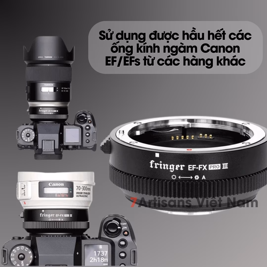 Ngàm chuyển Auto Focus siêu nhanh Fringer EF-FX Pro III – Lens Canon EF/EFs gắn máy Fujifilm