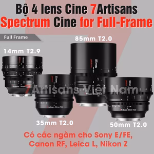Bộ 4 lens quay phim 7Artisans Spectrum Cinema Lenses for Full-Frame 14mm T2.9, 35mm T2.0, 50mm T2.0, 85mm T2.0