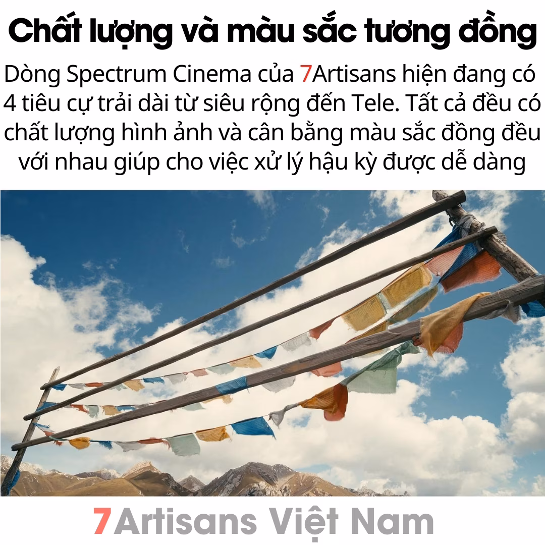 Bộ 4 lens quay phim 7Artisans Spectrum Cinema Lenses for Full-Frame 14mm T2.9, 35mm T2.0, 50mm T2.0, 85mm T2.0