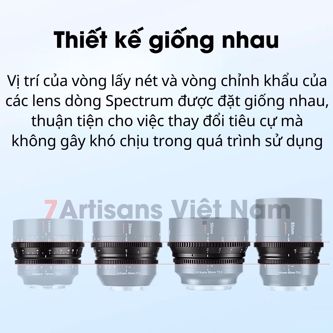 Bộ 4 lens quay phim 7Artisans Spectrum Cinema Lenses for Full-Frame 14mm T2.9, 35mm T2.0, 50mm T2.0, 85mm T2.0