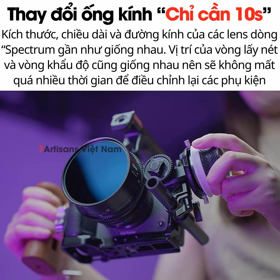Bộ 4 lens quay phim 7Artisans Spectrum Cinema Lenses for Full-Frame 14mm T2.9, 35mm T2.0, 50mm T2.0, 85mm T2.0