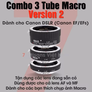 Combo 3 Tube Macro AF Meike MK-C-AF1-AL dành cho Máy Ảnh Canon DSLR Canon EF/EFs – Ngàm chụp Macro cho lens AF