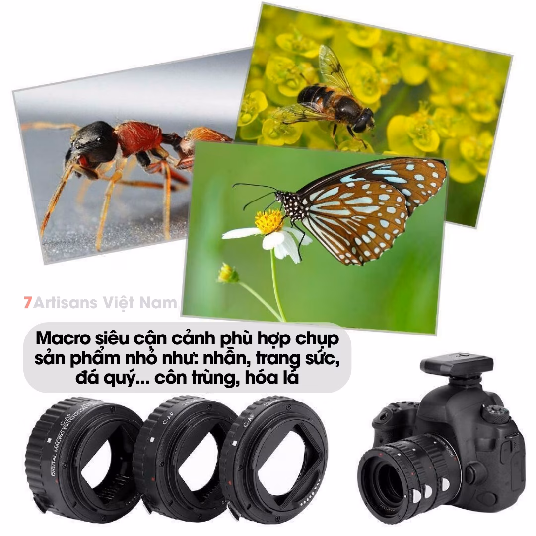 Combo 3 Tube Macro AF Meike MK-C-AF1-AL dành cho Máy Ảnh Canon DSLR Canon EF/EFs – Ngàm chụp Macro cho lens AF