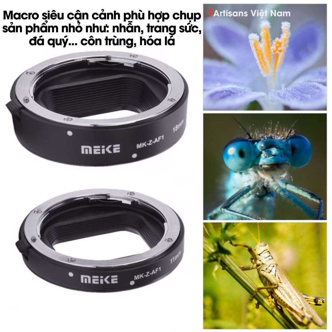 Combo 2 Tube Macro AF Meike MK-Z-AF1 và MK-RF-AF1 cho Nikon Z và Canon RF – Ngàm chụp Macro cho lens AF và MF