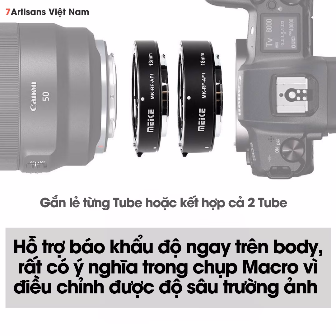 Combo 2 Tube Macro AF Meike MK-Z-AF1 và MK-RF-AF1 cho Nikon Z và Canon RF – Ngàm chụp Macro cho lens AF và MF