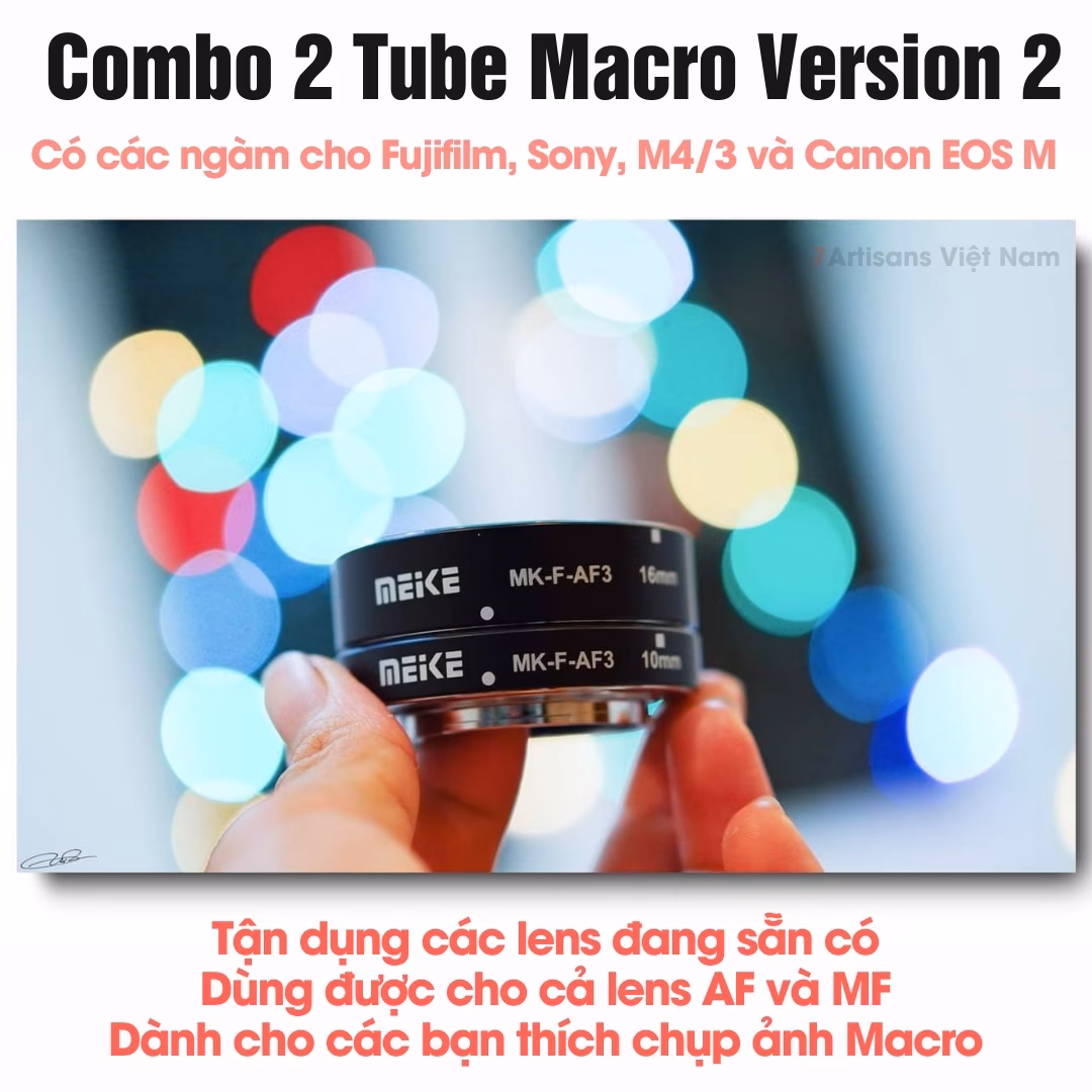 Bộ 2 Tube Macro AF Meike MK-F-AF3 dành cho Fujifilm, Sony, M4/3, Canon EOS M – Ngàm chụp Macro cho lens AF/MF