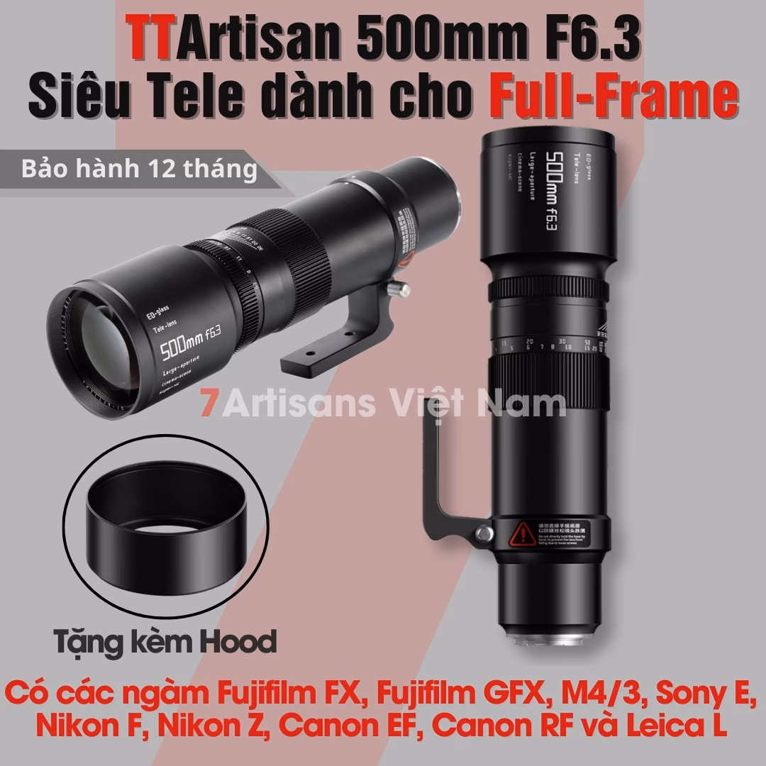 TTArtisan 500mm F6.3 Full-Frame Siêu Tele