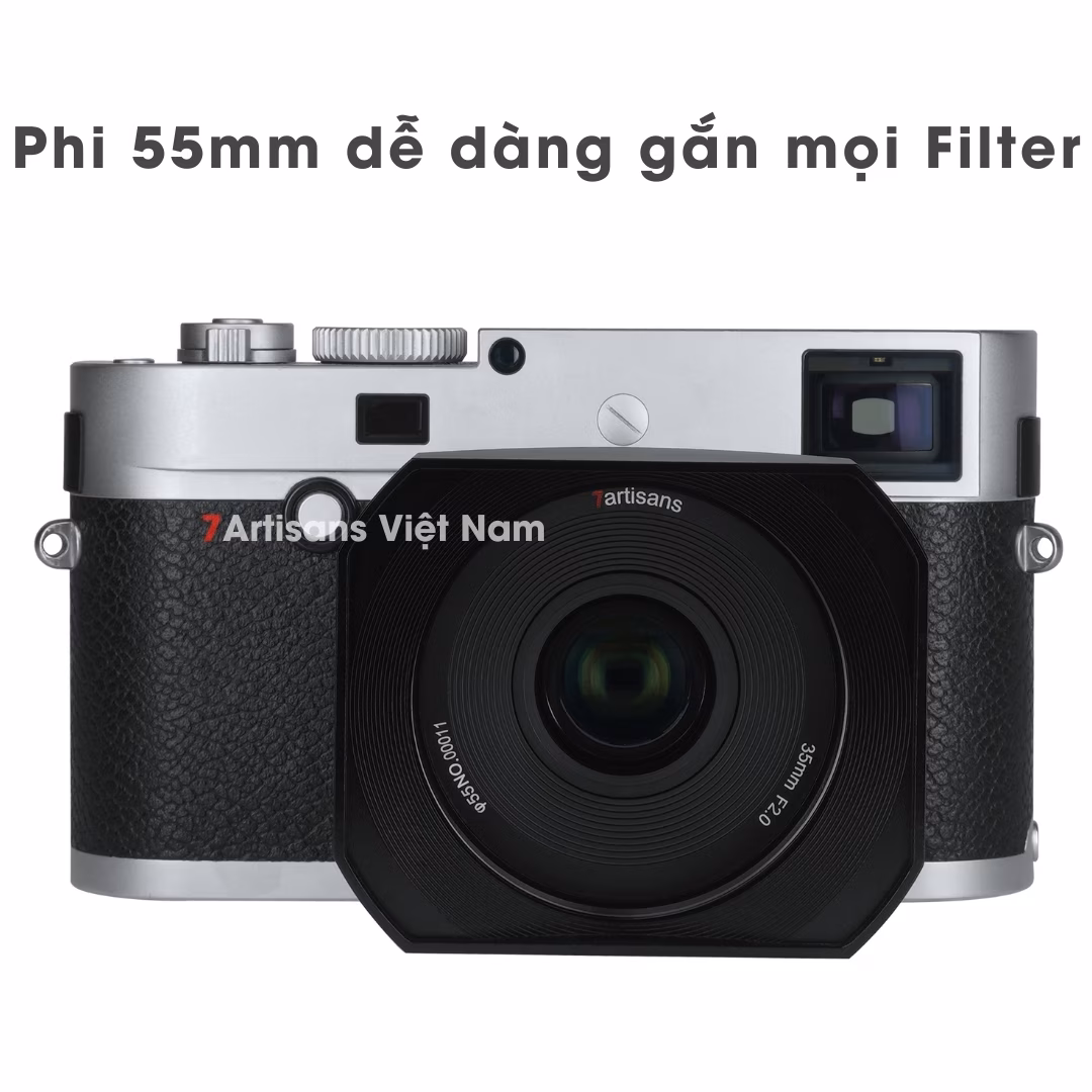 7Artisans 35mm F2.0 Mark II dành cho Leica M Full-Frame – Tặng kèm Hood kim loại và Túi da đựng lens