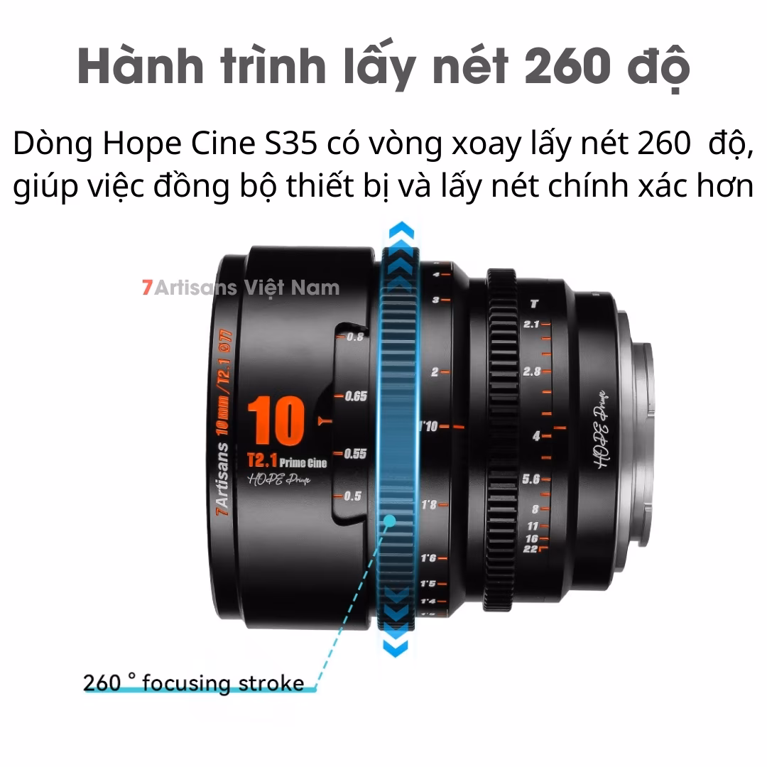 Set 3 lens 7Artisans Hope S35 Cine Lens – Ống kính chuyên quay phim 10mm, 16mm, 25mm, 35mm, 50mm và 85mm T2.1 Super35