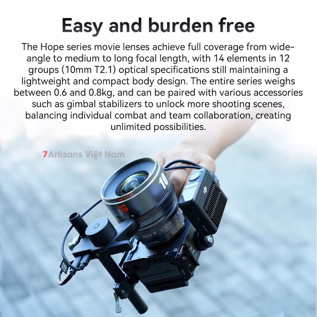 Set 3 lens 7Artisans Hope S35 Cine Lens – Ống kính chuyên quay phim 10mm, 16mm, 25mm, 35mm, 50mm và 85mm T2.1 Super35