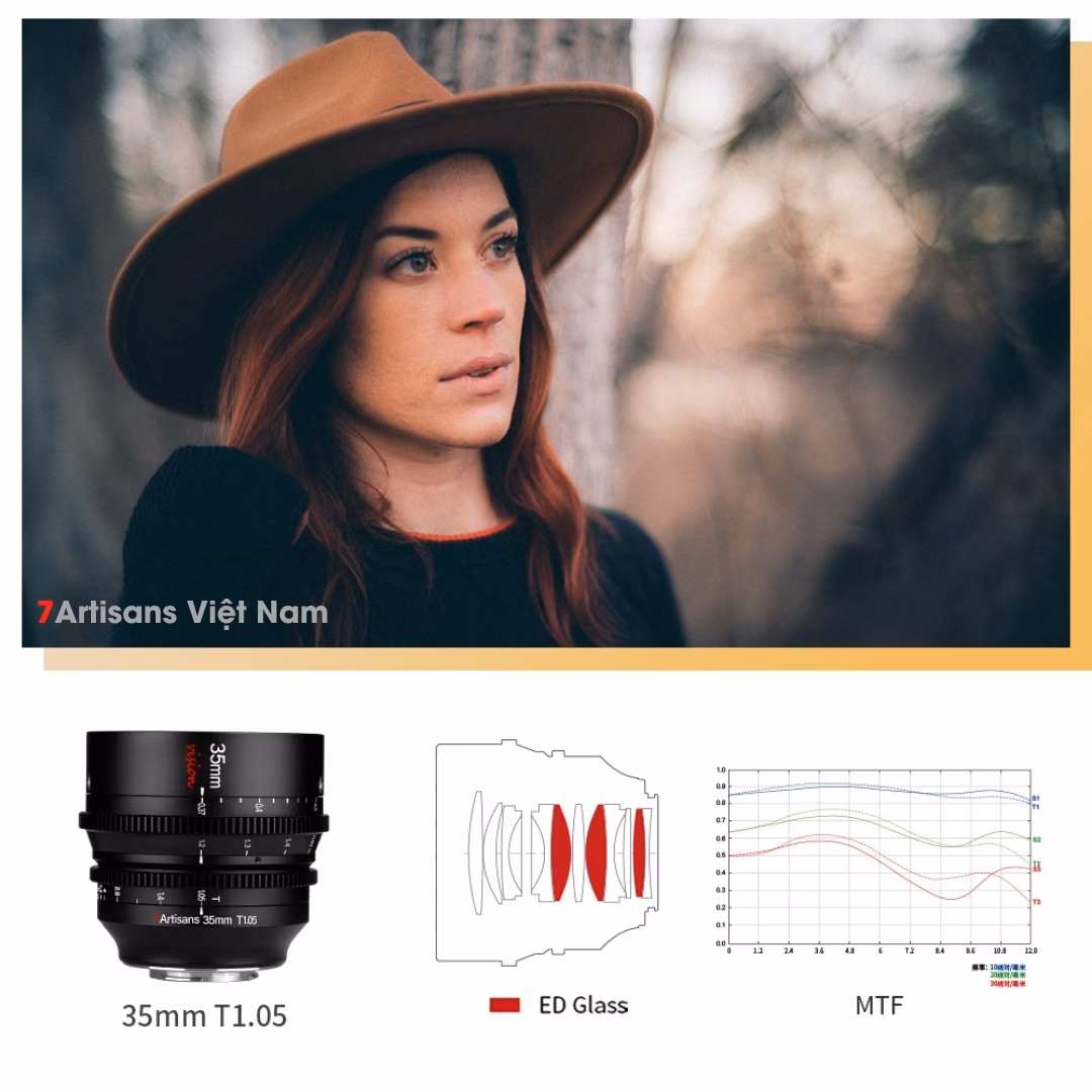 7Artisans 35mm T1.05 Vision Cine Lens cho Crop APS-C