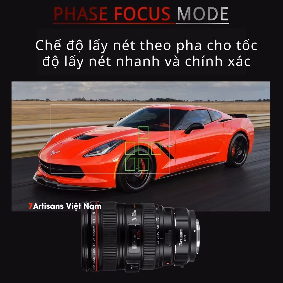 7Artisans EF-FX - Ngàm chuyển lấy nét tự động - Dành cho máy ảnh Fujifilm dùng lens của Canon EF