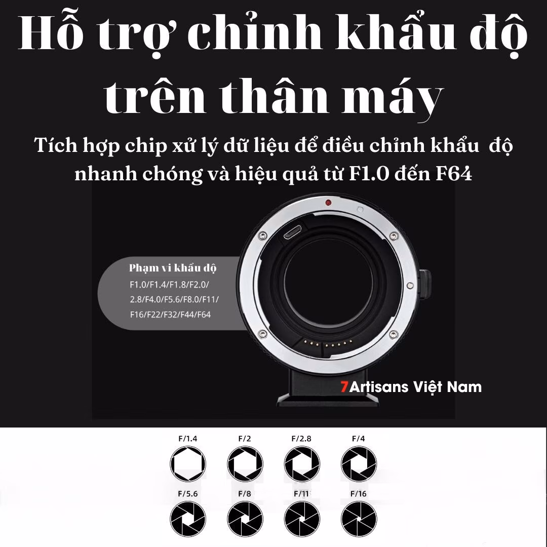 7Artisans EF-FX - Ngàm chuyển lấy nét tự động - Dành cho máy ảnh Fujifilm dùng lens của Canon EF
