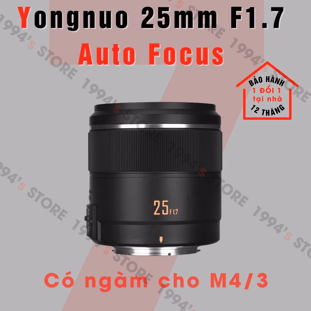 Yongnuo 25mm F1.7 Auto Focus -  Lens chân dung đa dụng dành cho ngàm M4/3