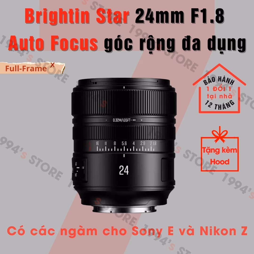 Brightin Star 24mm F1.8 Auto Focus Full-Frame - Lens góc rộng đa dụng