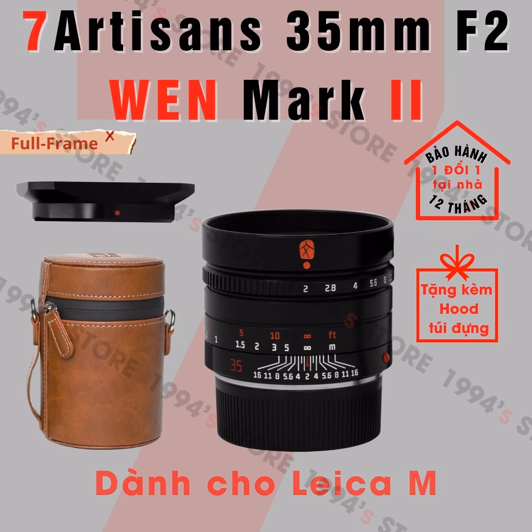 7Artisans 35mm F2.0 Mark II dành cho Leica M Full-Frame – Tặng kèm Hood kim loại và Túi da đựng lens