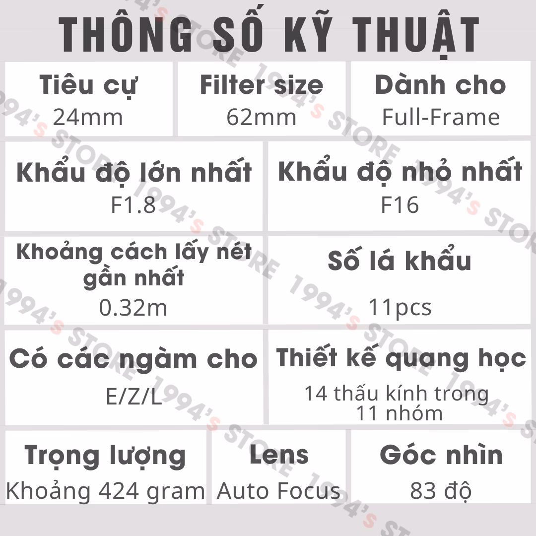 ống kính góc rộng lấy nét tự động cho nikon z