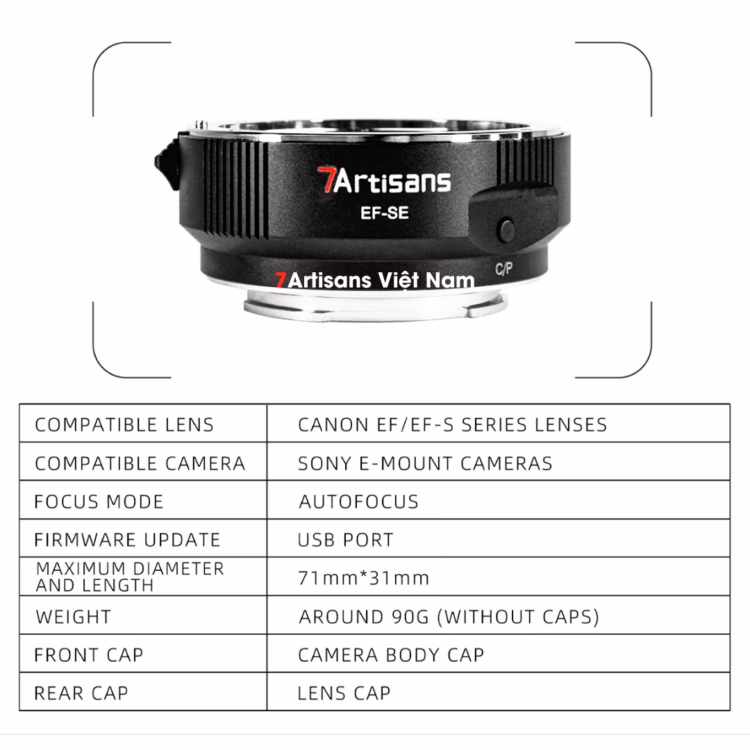 Ngàm chuyển lens Canon sang Sony có AF