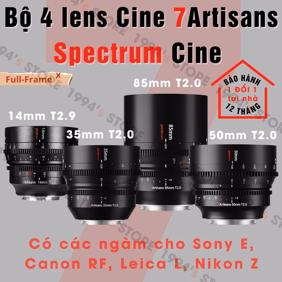 Bộ 4 lens quay phim 7Artisans Spectrum Cinema Lenses for Full-Frame