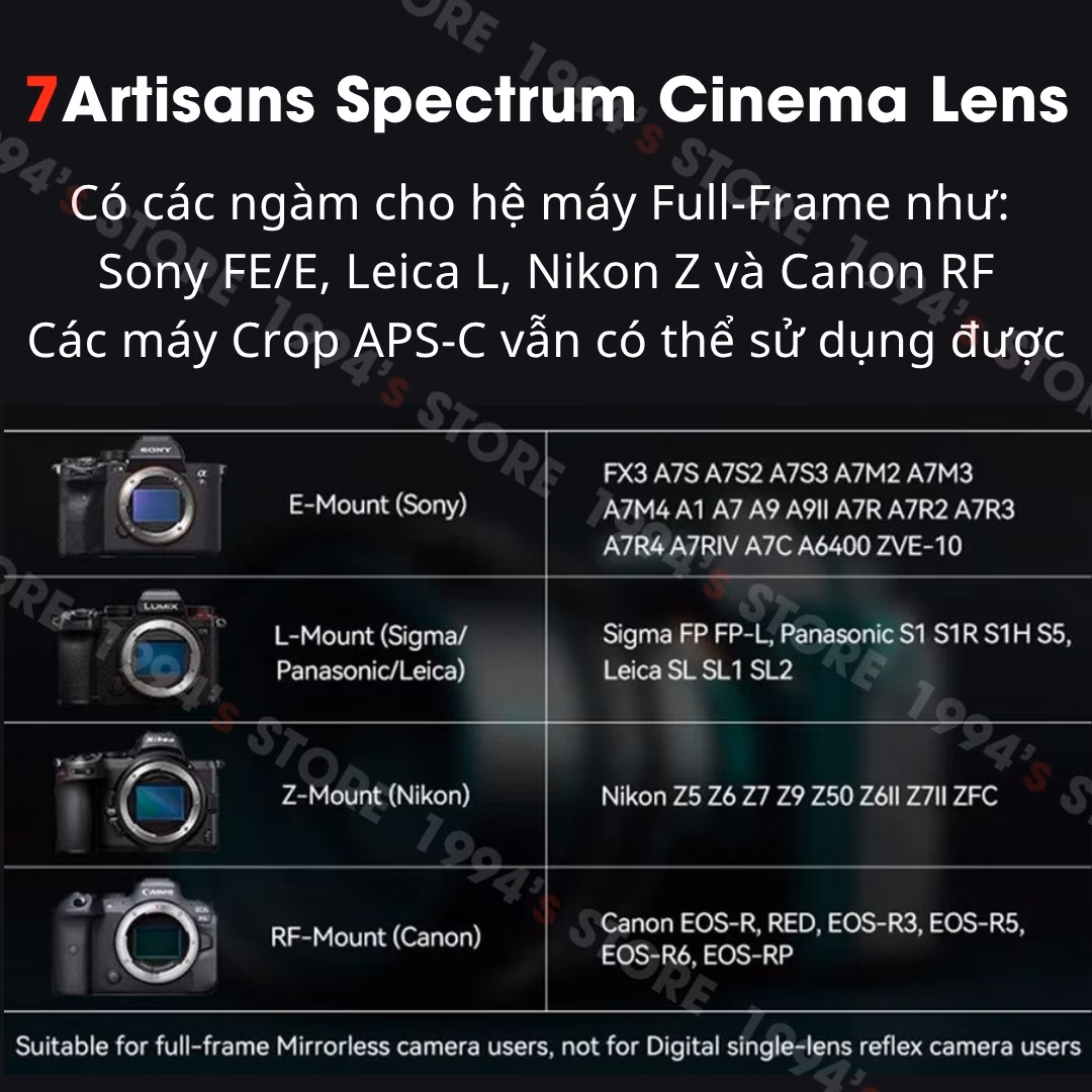 Bộ 4 lens quay phim 7Artisans Spectrum Cinema Lenses for Full-Frame