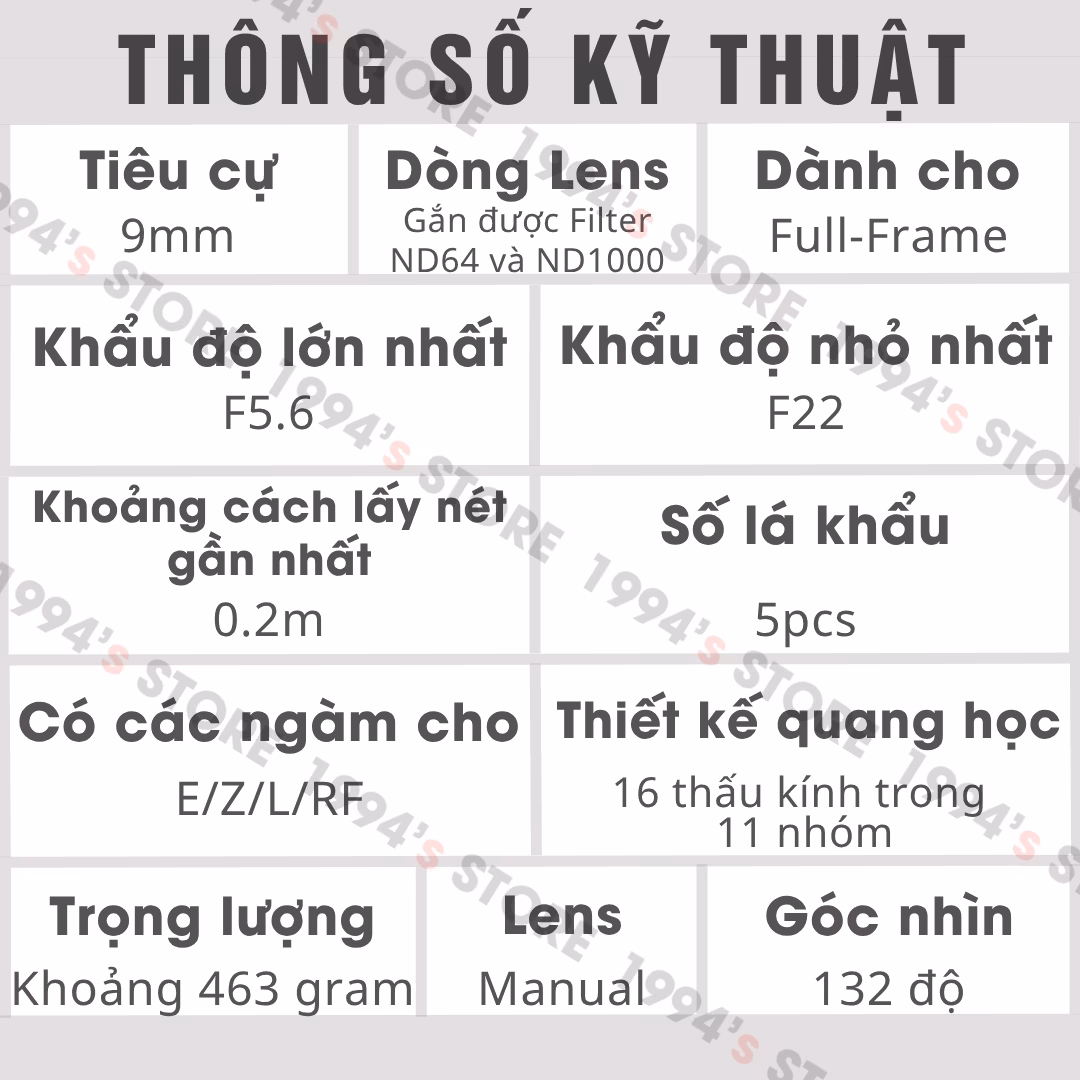 Lens siêu rộng 132 độ không méo ảnh