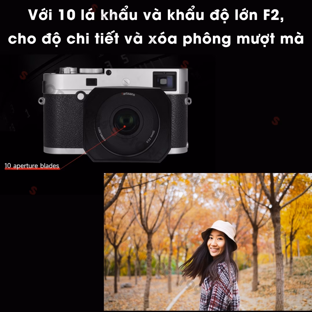 7Artisans 35mm F2.0 Mark II dành cho Leica M Full-Frame – Tặng kèm Hood kim loại và Túi da đựng lens
