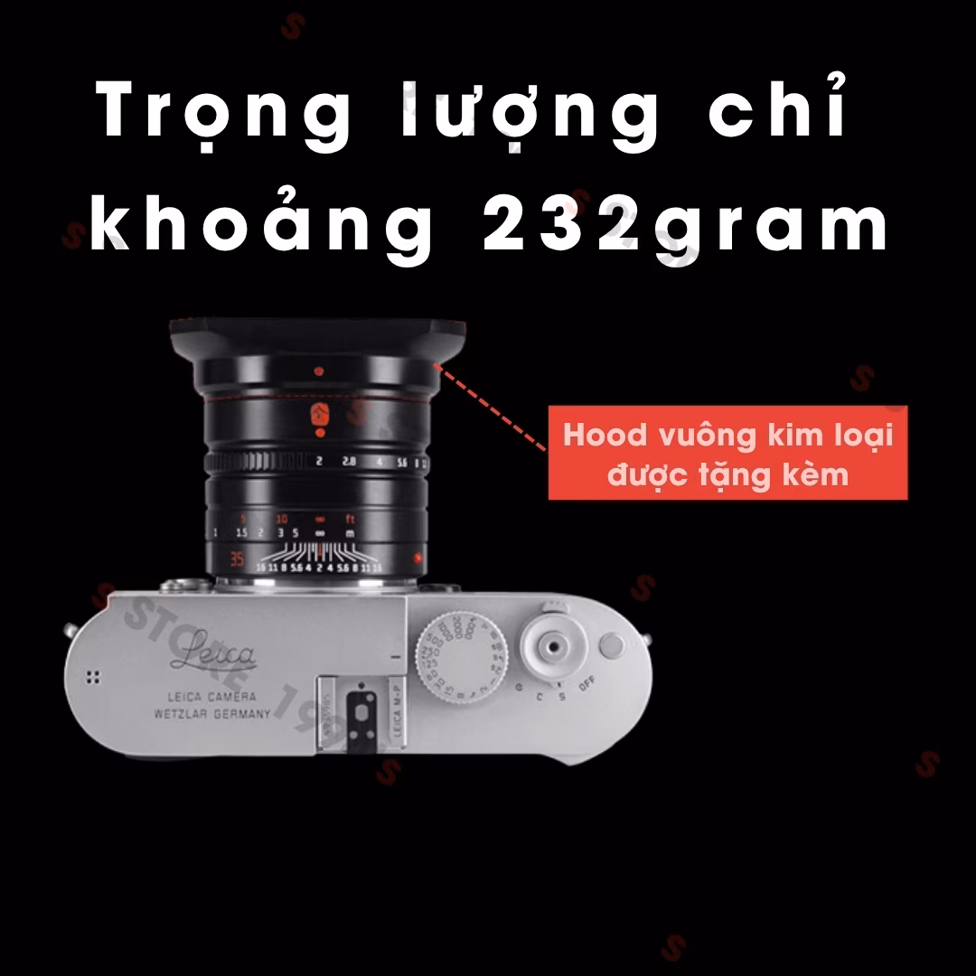 7Artisans 35mm F2.0 Mark II dành cho Leica M Full-Frame – Tặng kèm Hood kim loại và Túi da đựng lens