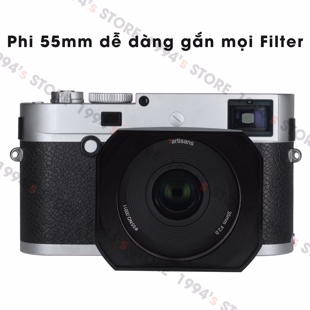 7Artisans 35mm F2.0 Mark II dành cho Leica M Full-Frame – Tặng kèm Hood kim loại và Túi da đựng lens
