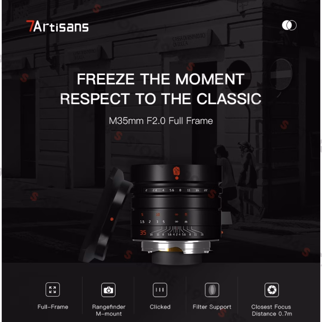 7Artisans 35mm F2.0 Mark II dành cho Leica M Full-Frame – Tặng kèm Hood kim loại và Túi da đựng lens